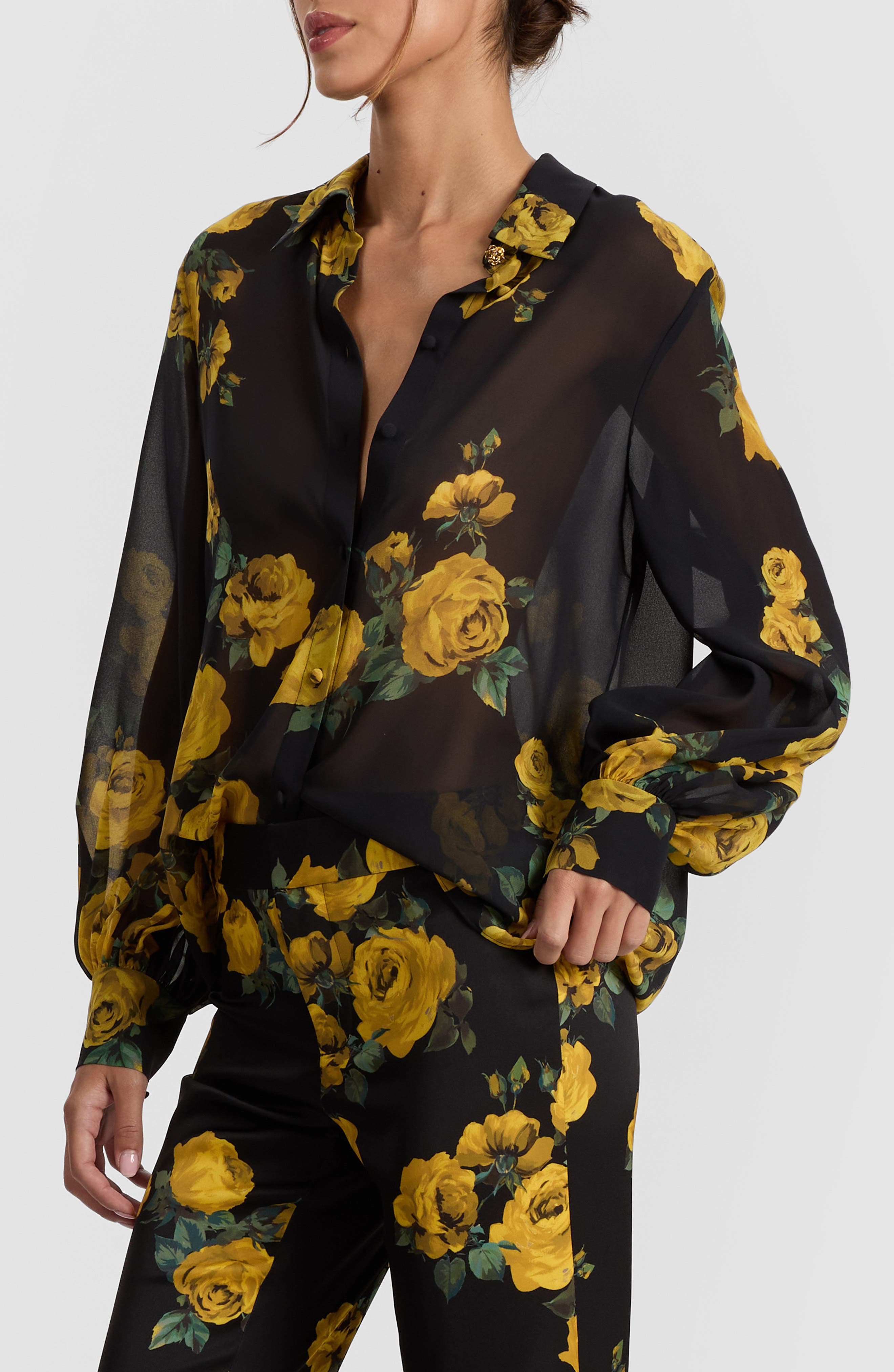 Alice + Olivia Candace Blouson Sleeve Shirt in Rosehips at Nordstrom - 3