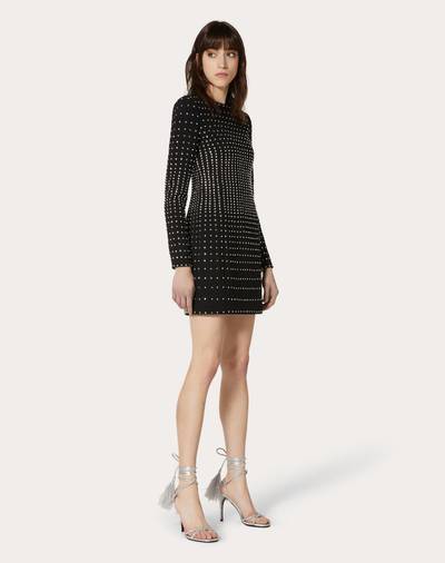 Valentino Short Embellished Technical Double Wool Dress outlook