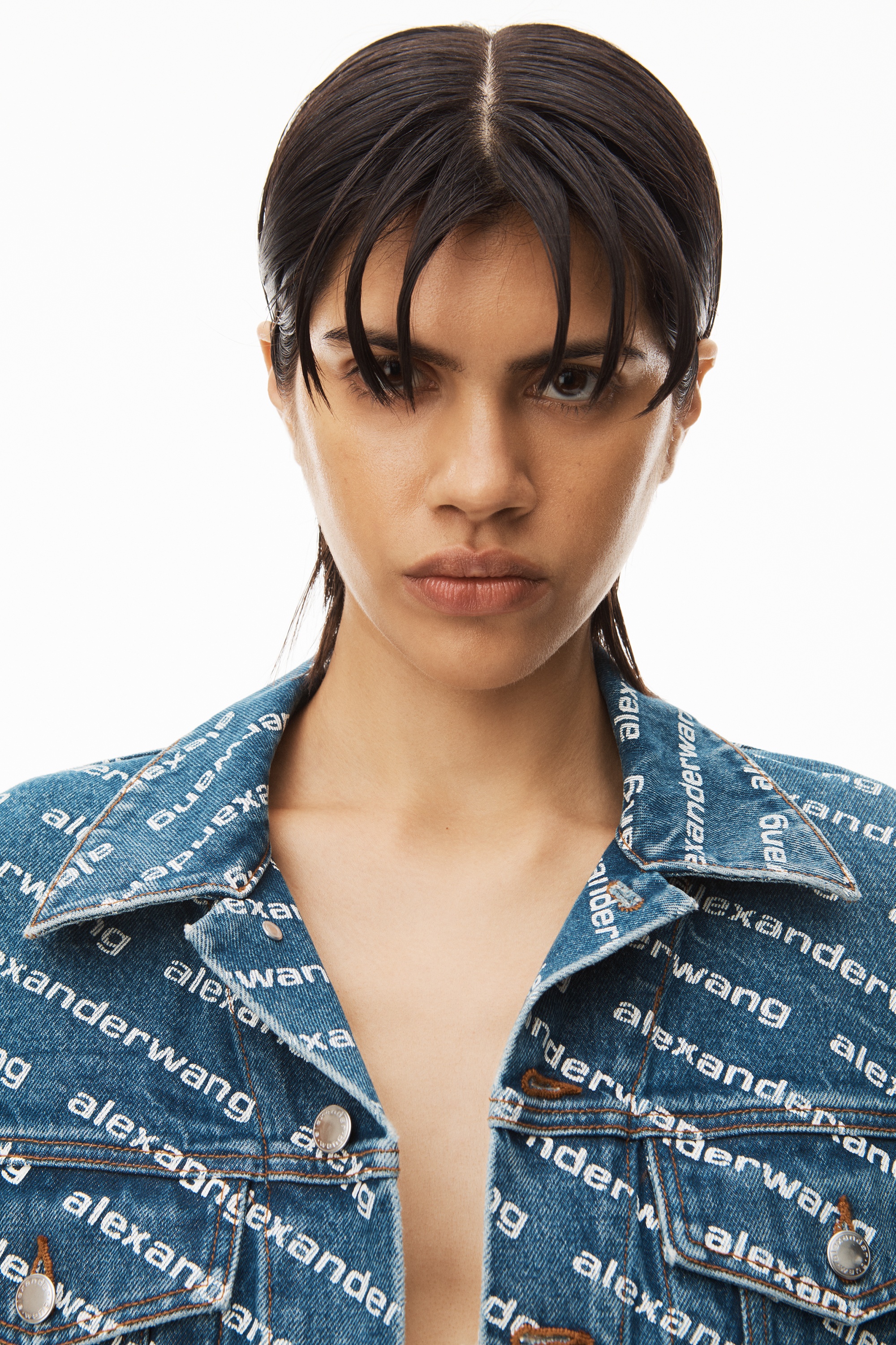 FALLING BACK LOGO JACKET IN BLUE DENIM - 5