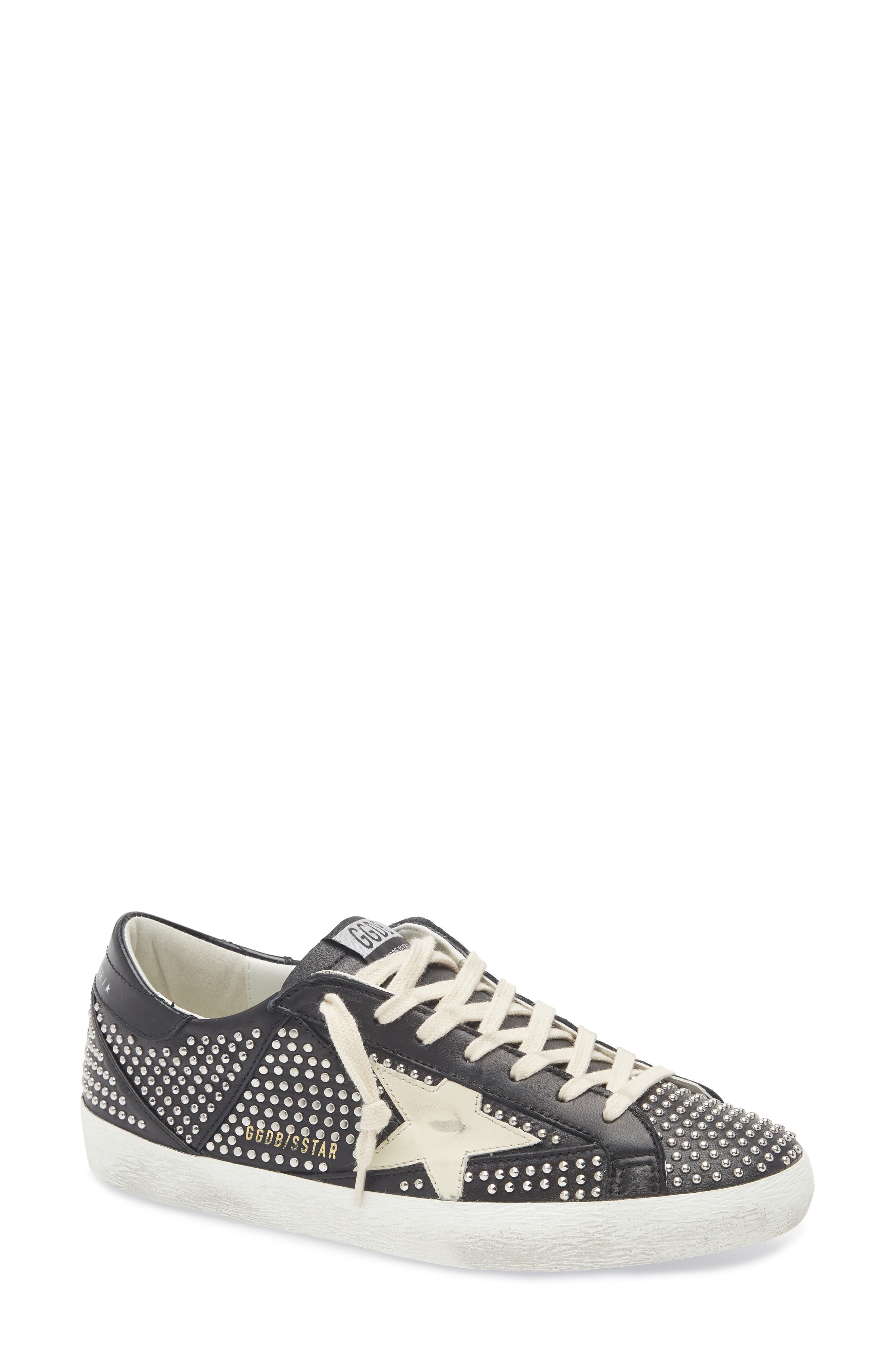 Golden Goose Super-Star Stud Low Top Sneaker in Black/White at Nordstrom - 1