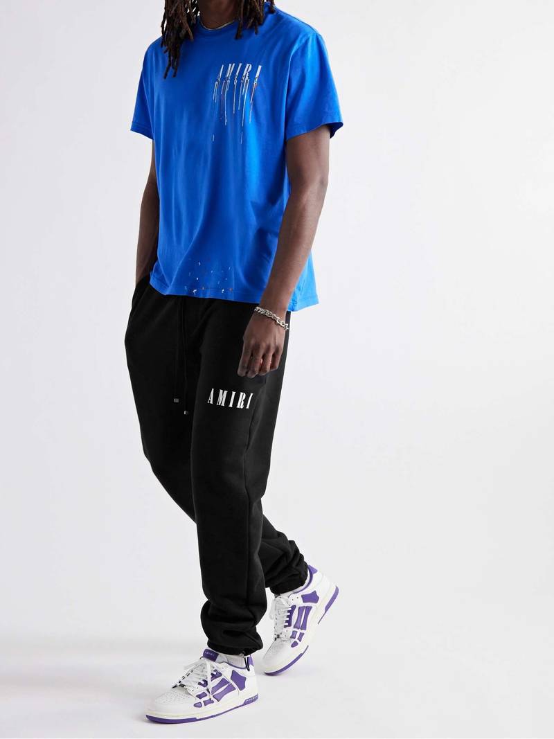 AMIRI Tapered Logo-Print Cotton-Jersey Sweatpants outlook