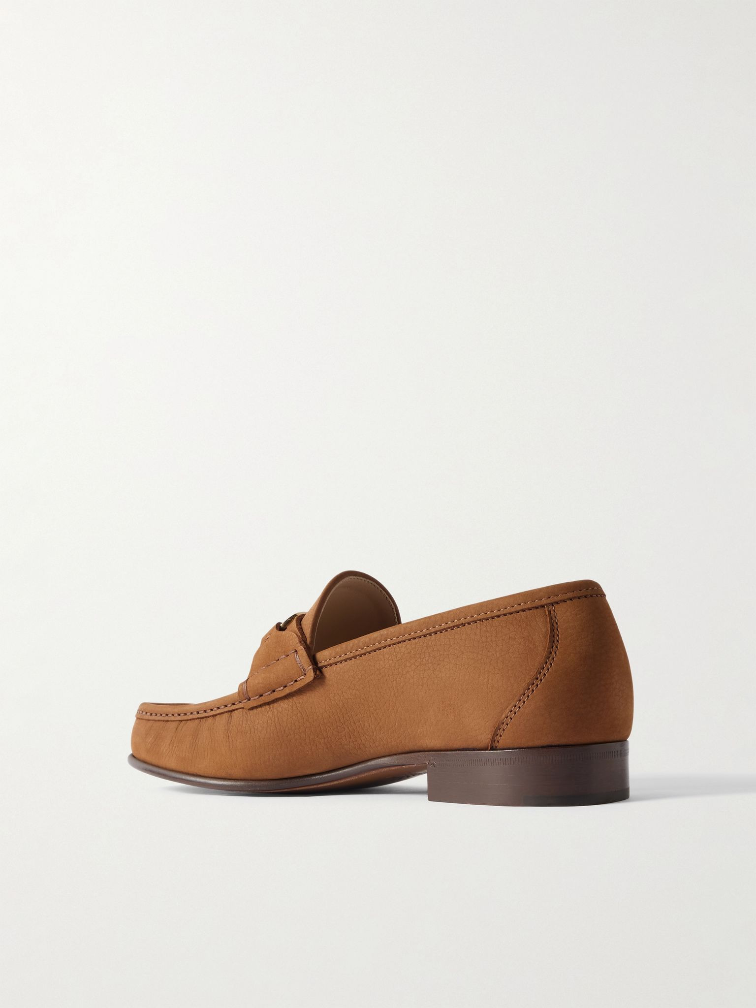 V-Logo Embellished Full-Grain Nubuck Loafers Brown - 4