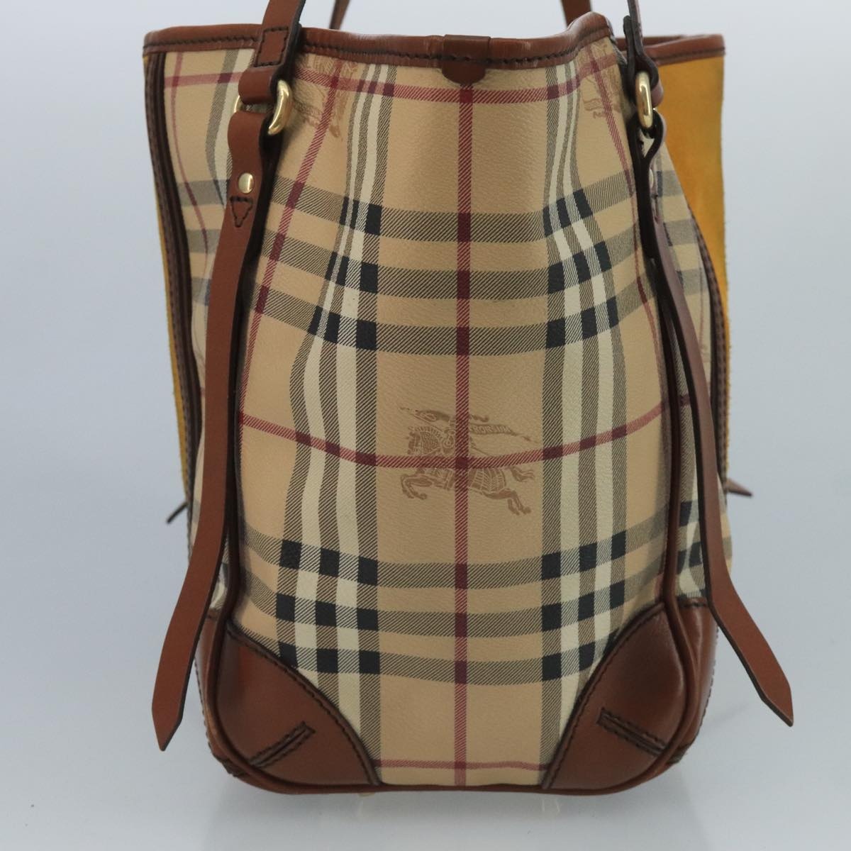 Burberry Nova Check Shoulder Bag Pvc Suede Beige Brown Gold - 4