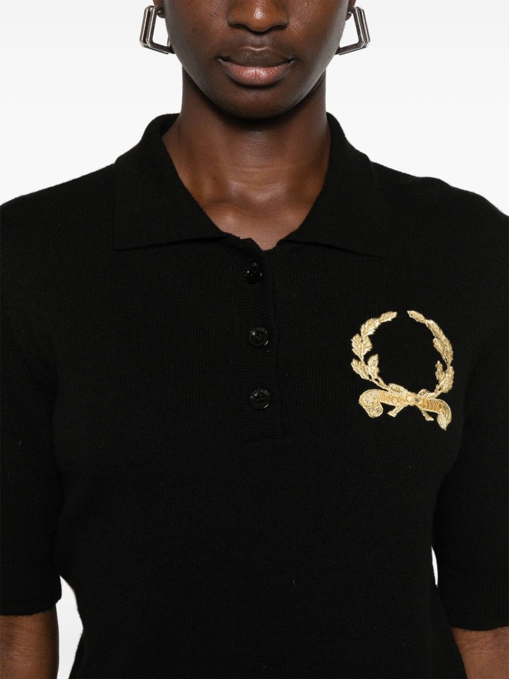 motif-embroidered polo top - 5