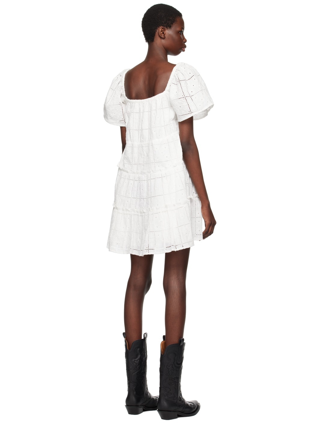White Broderie Anglaise Layer Minidress - 3