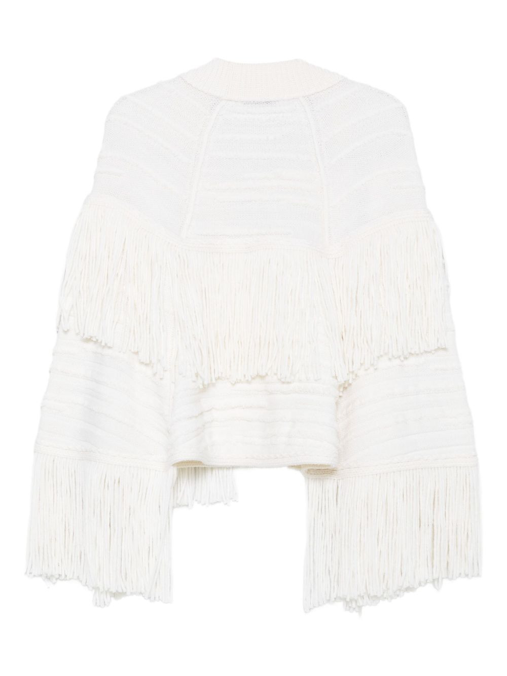 fringe-detail wool cardigan - 2
