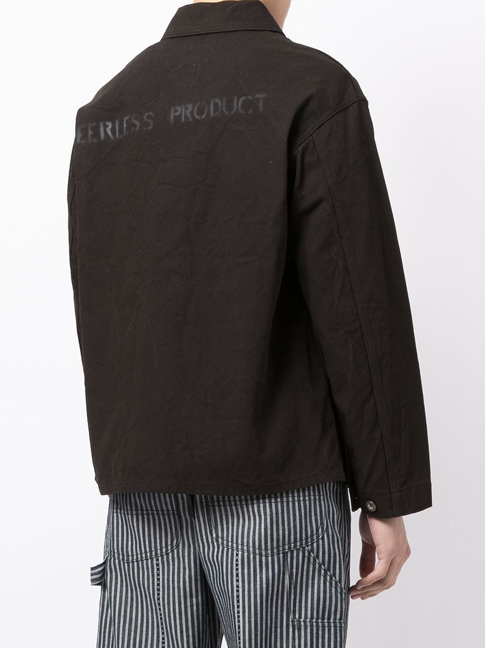 logo-print crinkle-effect shirt jacket - 4