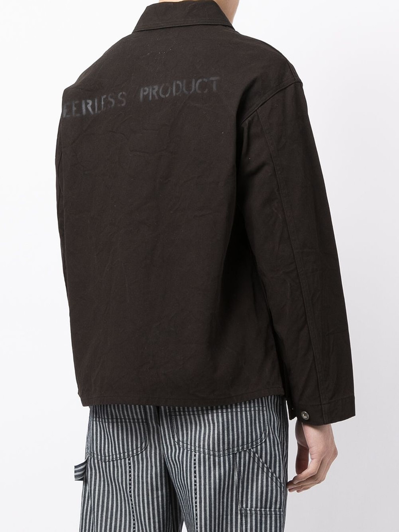 logo-print crinkle-effect shirt jacket 4