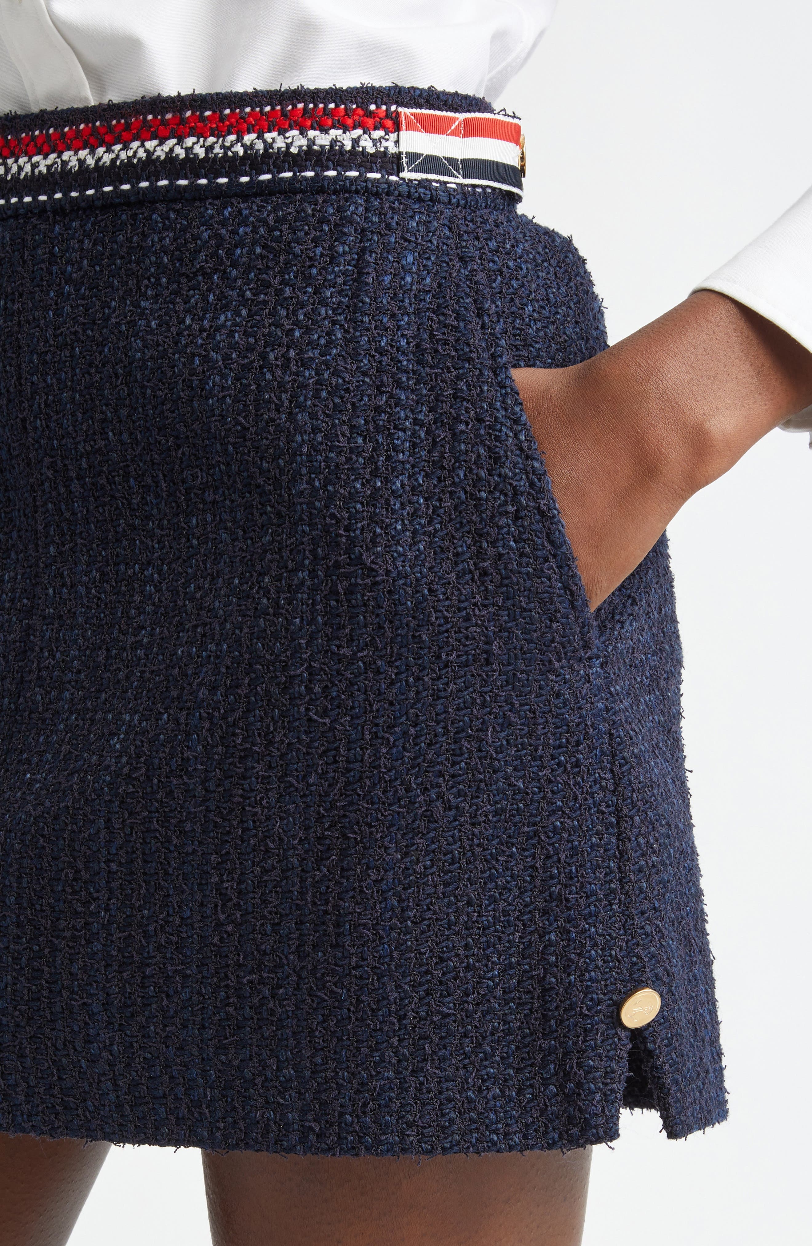 Thom Browne Side Tab Tweed Miniskirt in Navy at Nordstrom - 5