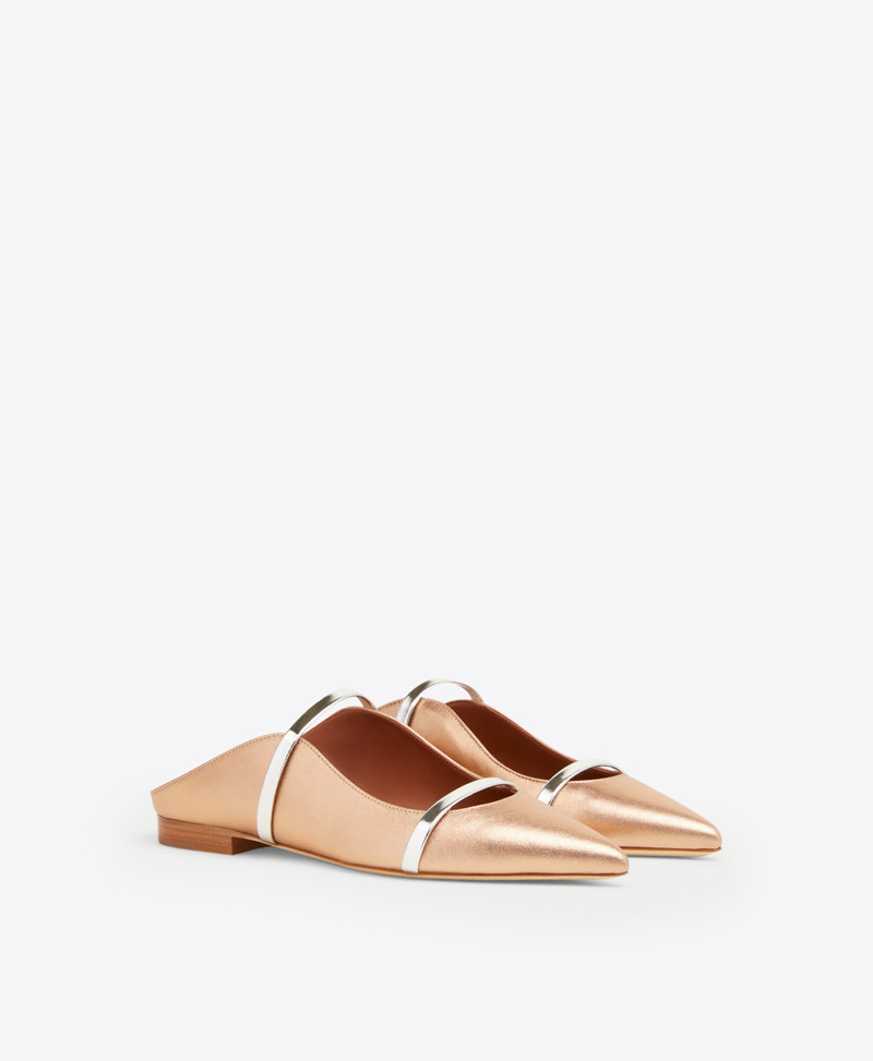 MALONE SOULIERS Maureen Gold & Silver Leather Flats outlook