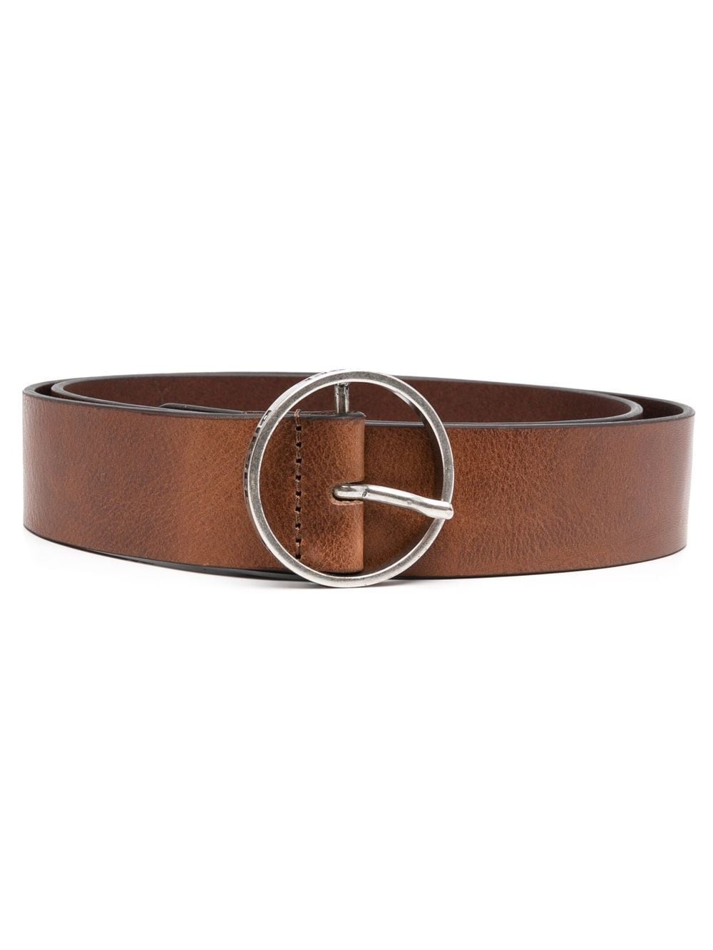 round-buckle leather belt - 1