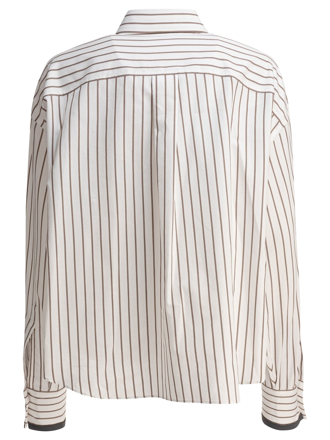 Brunello Cucinelli Women Cotton Twill Shirt With Shiny Cuffs - 2