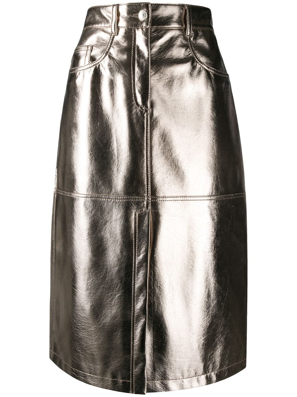 metallic knee-length skirt - 1