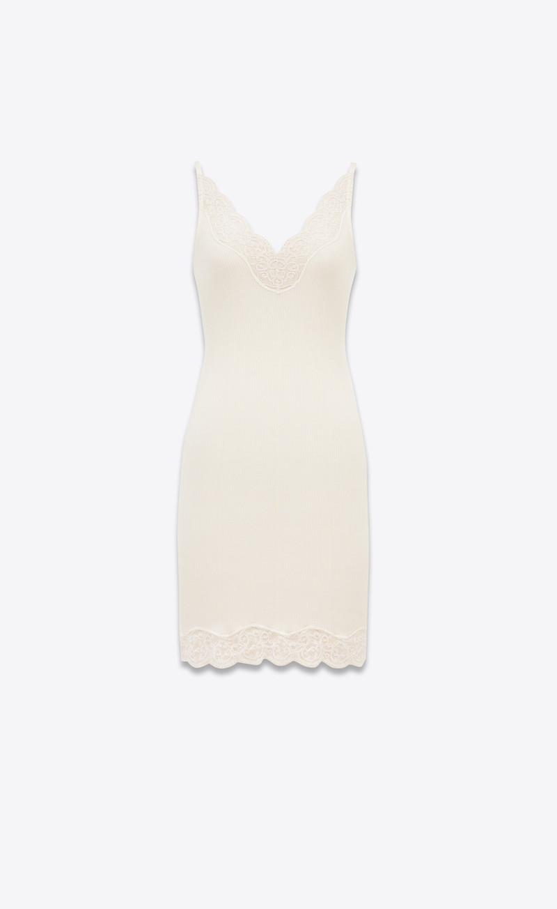 laced slip dress in ribbed silk jersey - 1