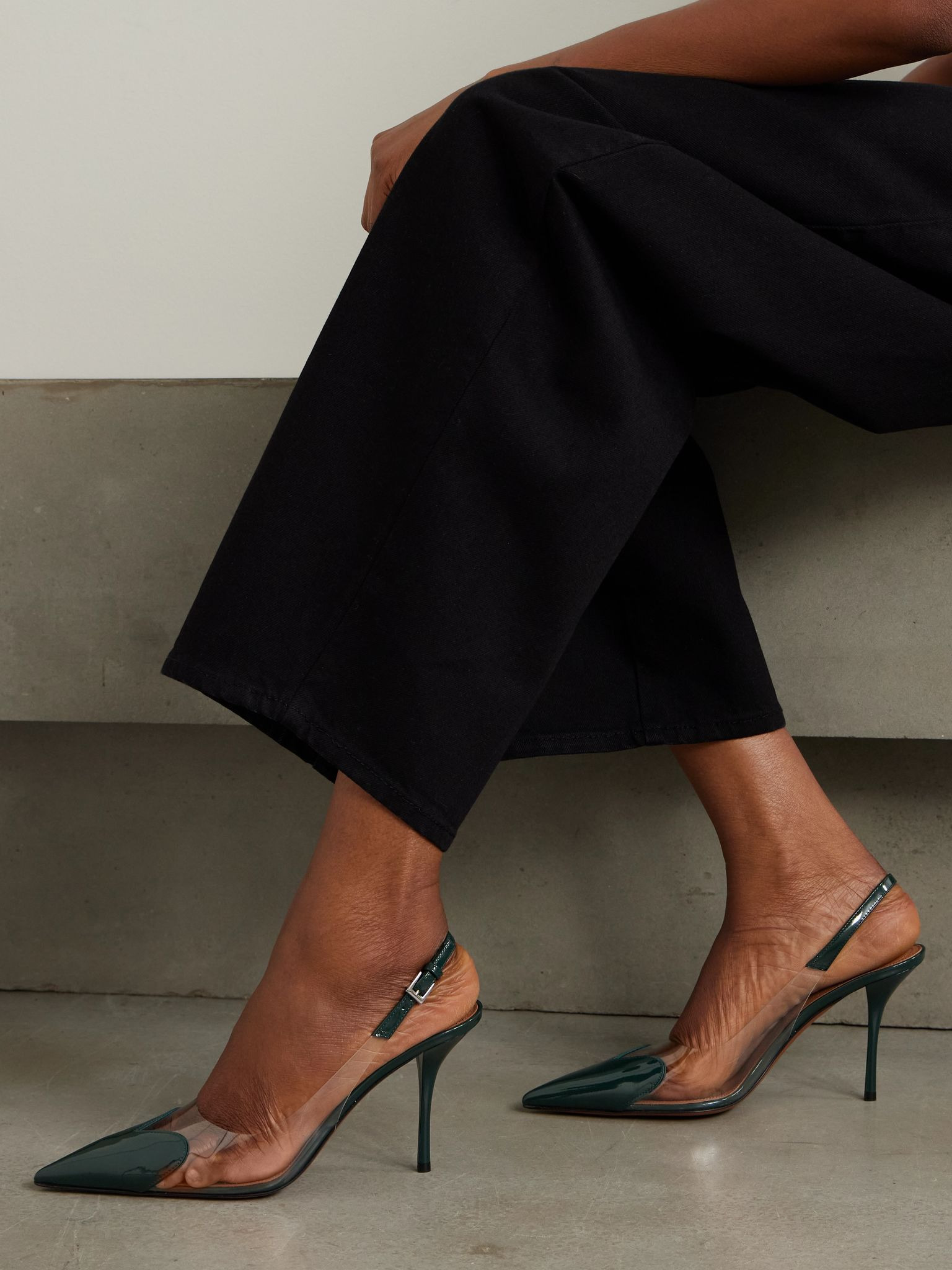 Le Cœur patent-leather and PVC slingback pumps Dark green - 2