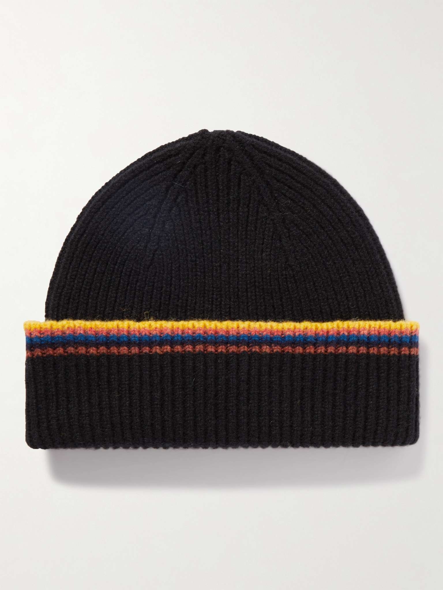 Striped Ribbed Wool Beanie - 1