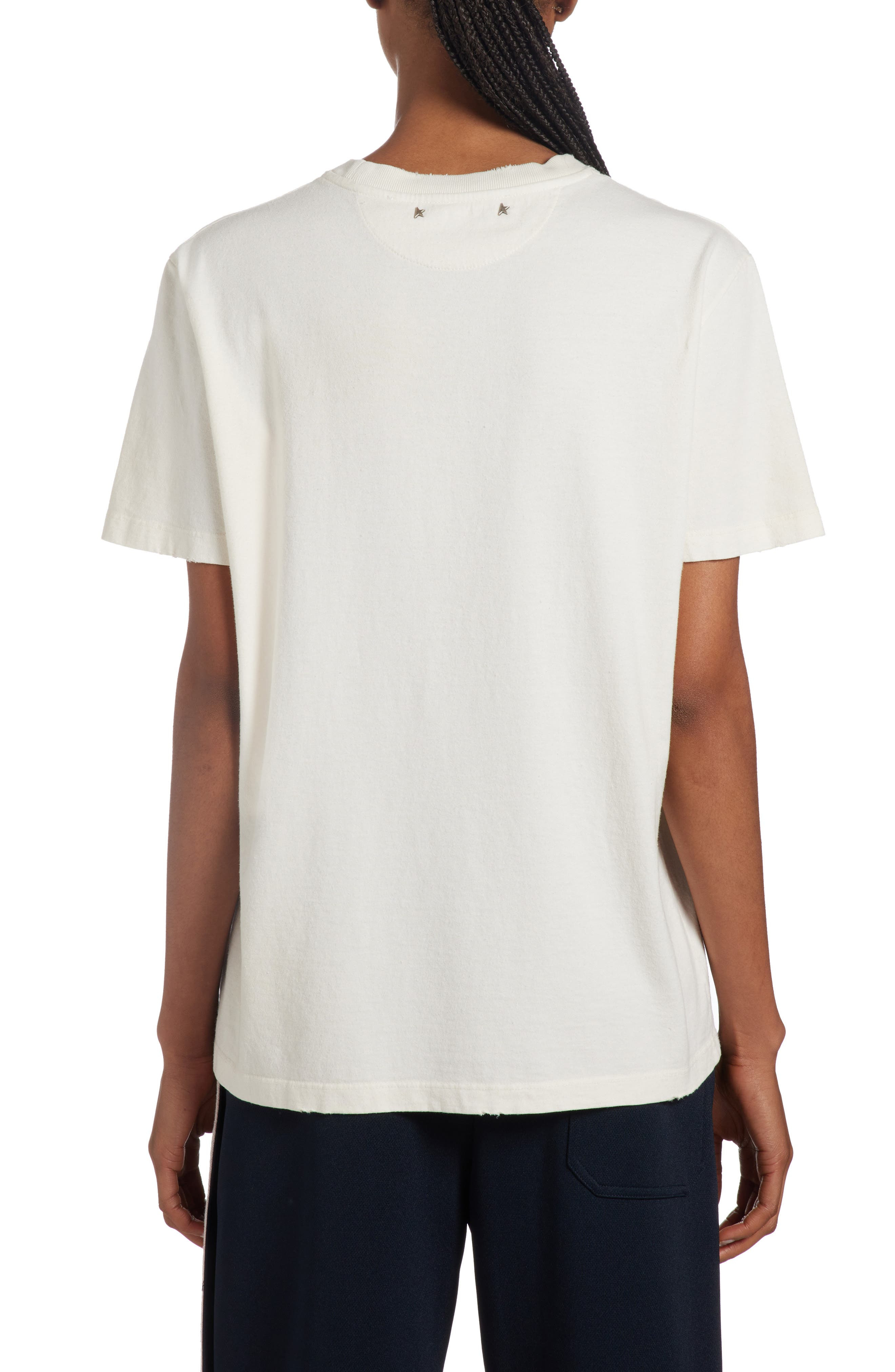 Golden Flower Mill Distressed Silk Blend Graphic T-Shirt - 3