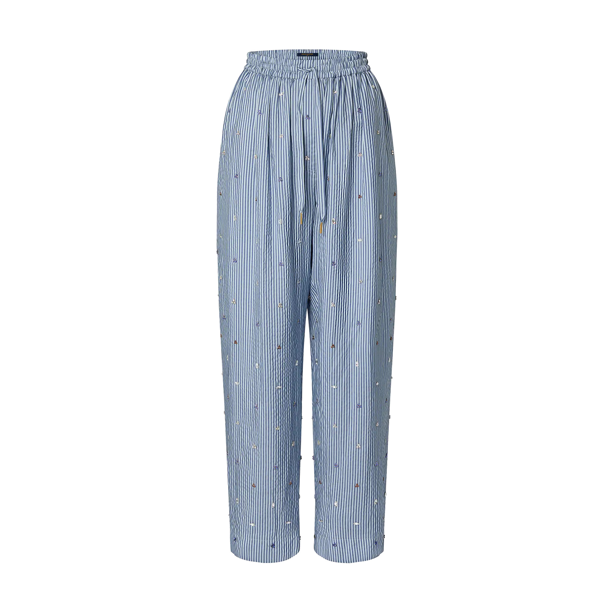 Bejeweled Pinstripe Baggy Pajama Pants - 1