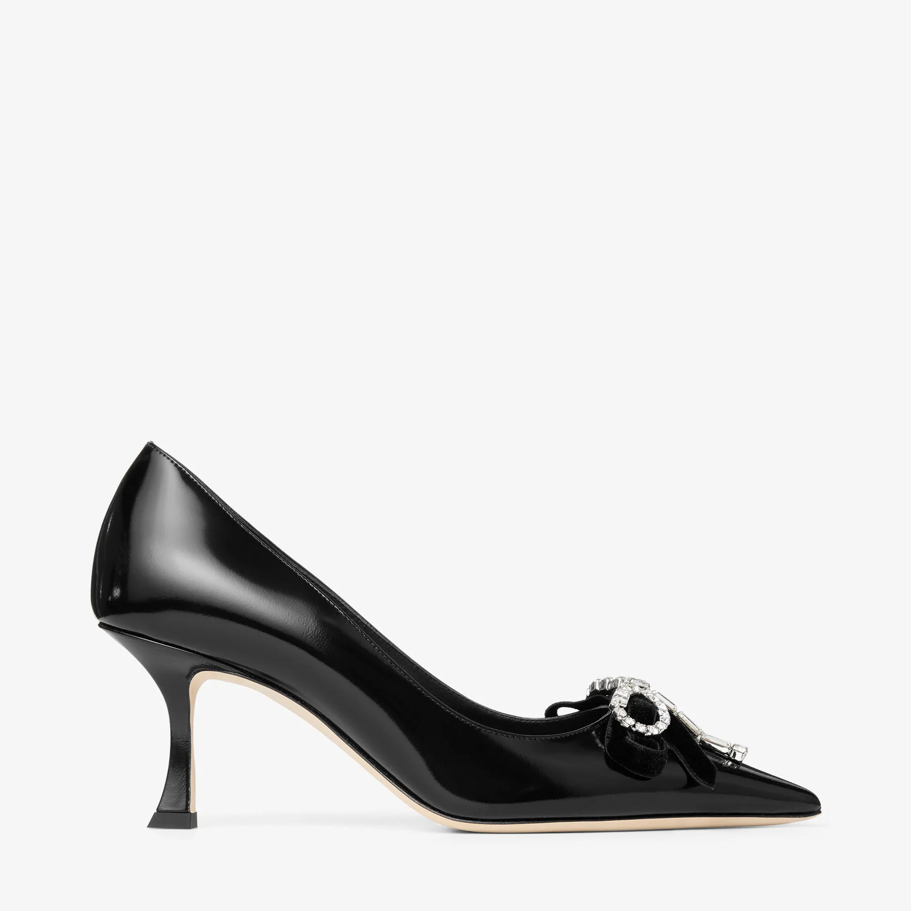 Auria 70
Black Soft Spazzolato Pumps with Velvet and Crystal Bow - 1