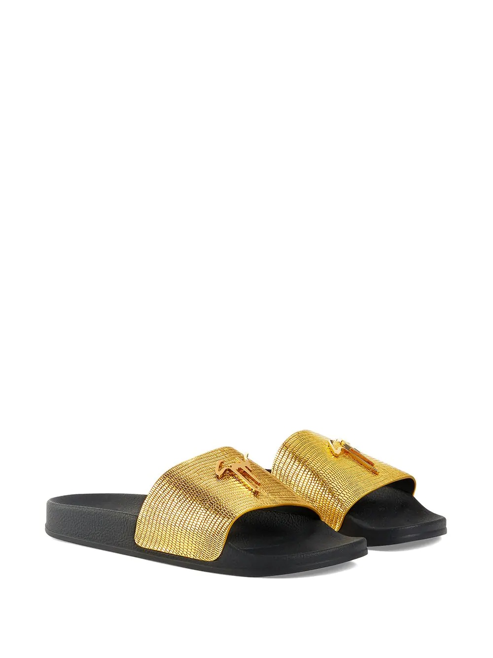 Brett lizard-effect leather slides - 2