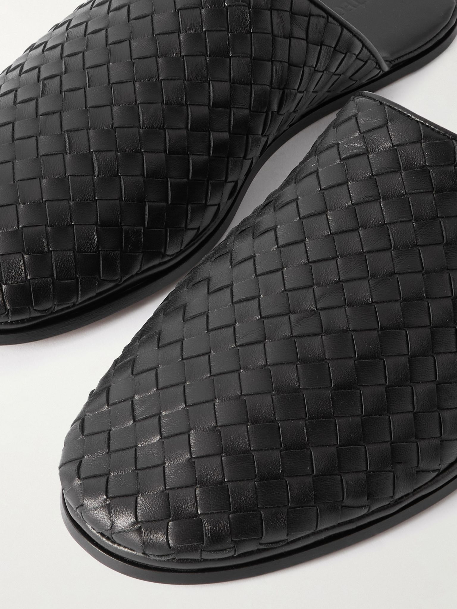Intrecciato Leather Slippers Black - 5