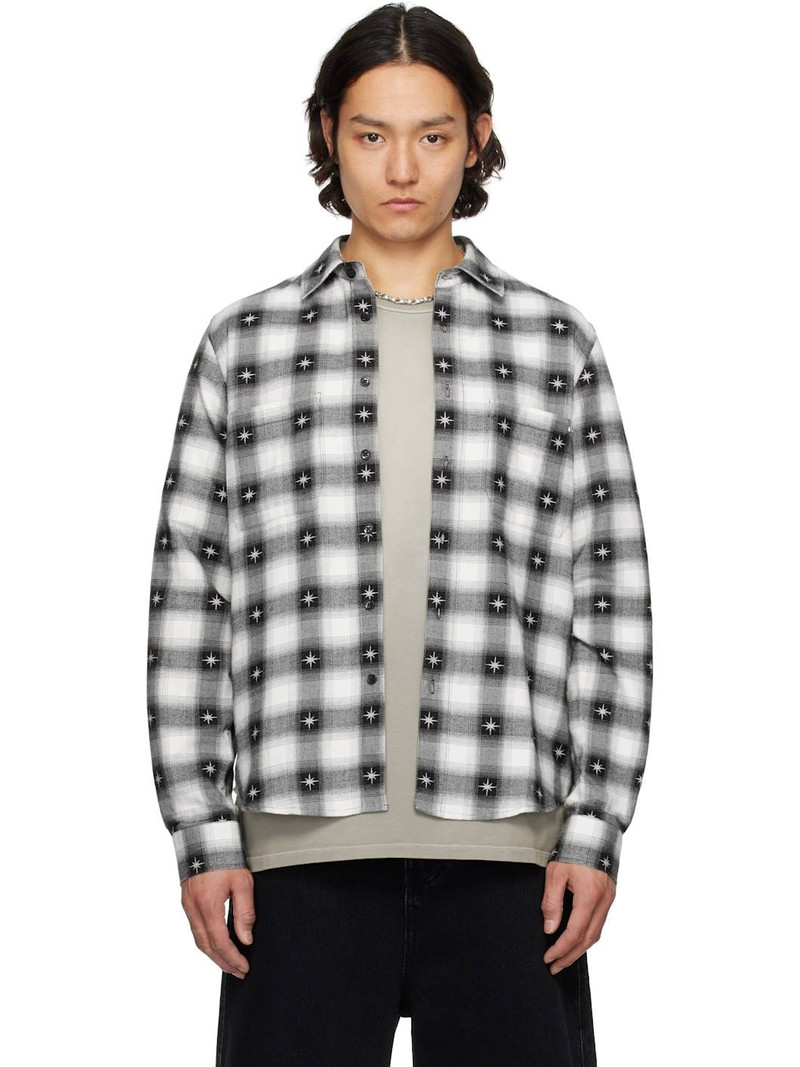 Black & White Starburst Flannel Shirt 1