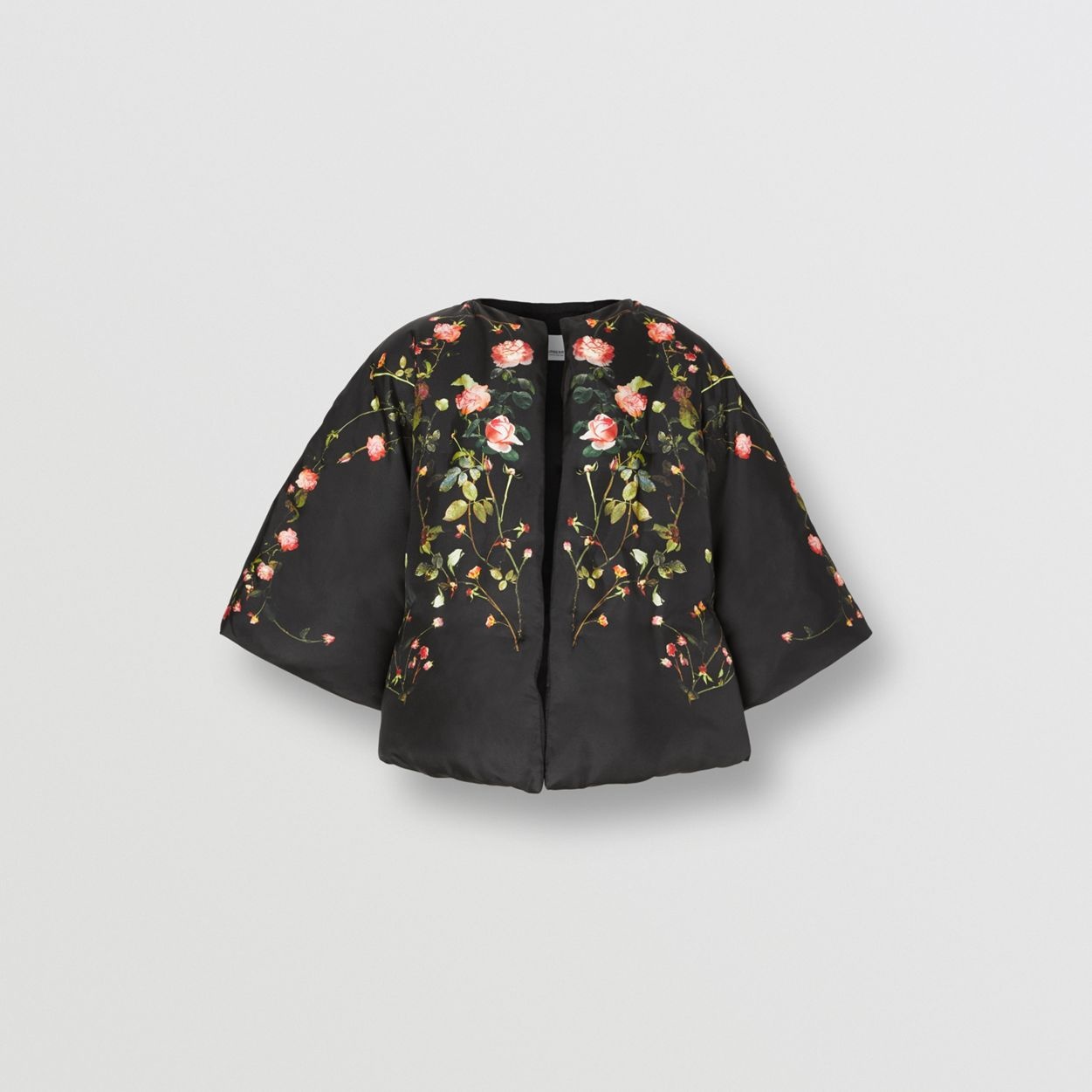 Rose Print Silk Cape - 1