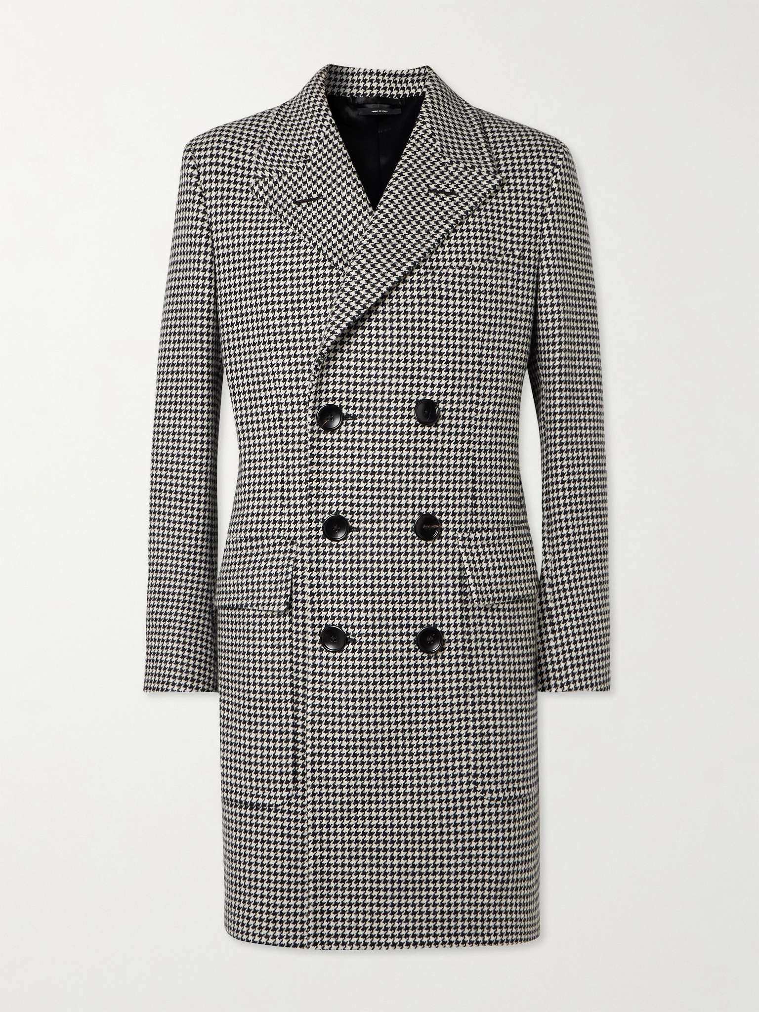 Slim-Fit Double-Breasted Houndstooth Wool Coat - 1