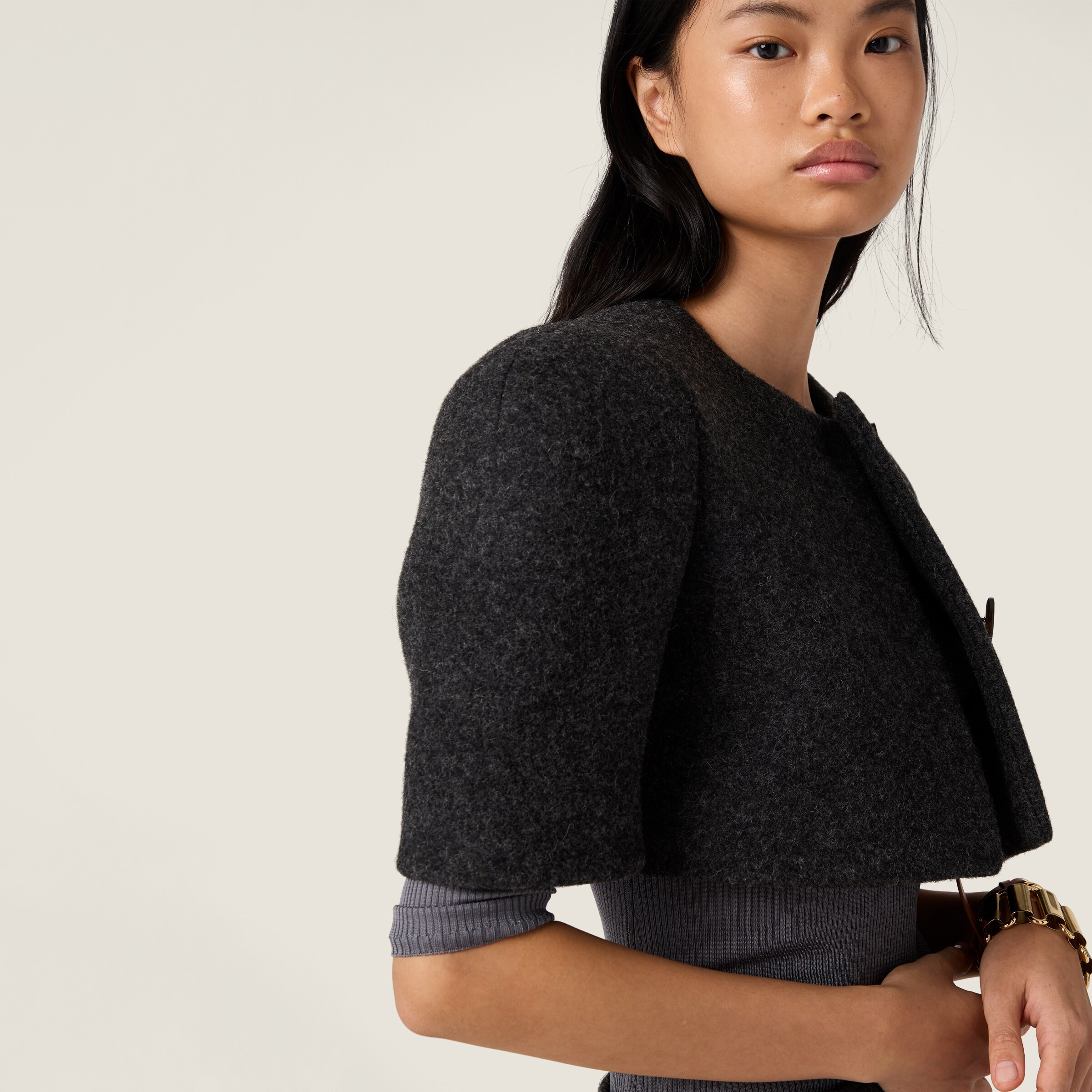 Light Shetland wool bolero jacket - 4