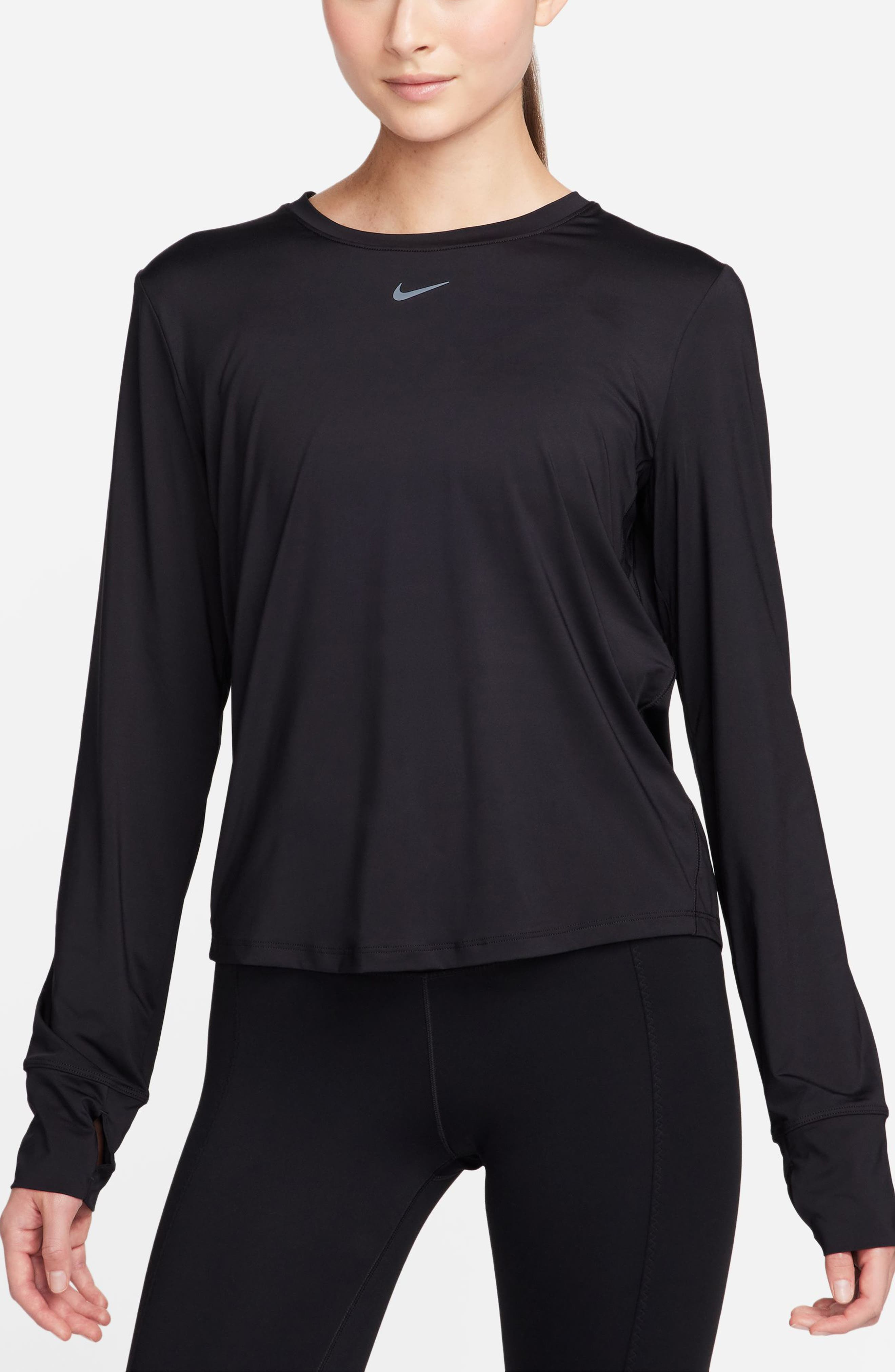 Nike One Classic Dri-FIT Long Sleeve Training Top in Black/Black at Nordstrom - 1