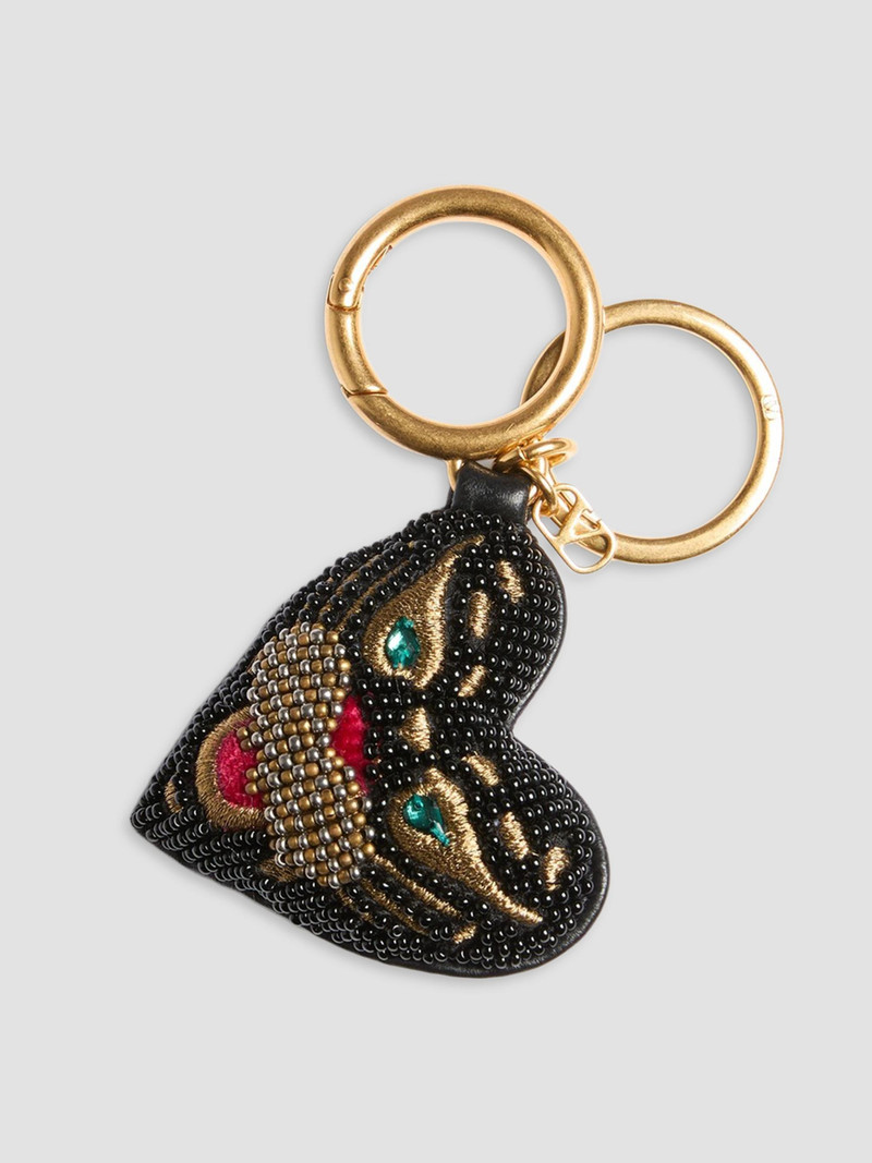 Women's Bag Charm with Keychain in Nappa - Multicolor Black 1