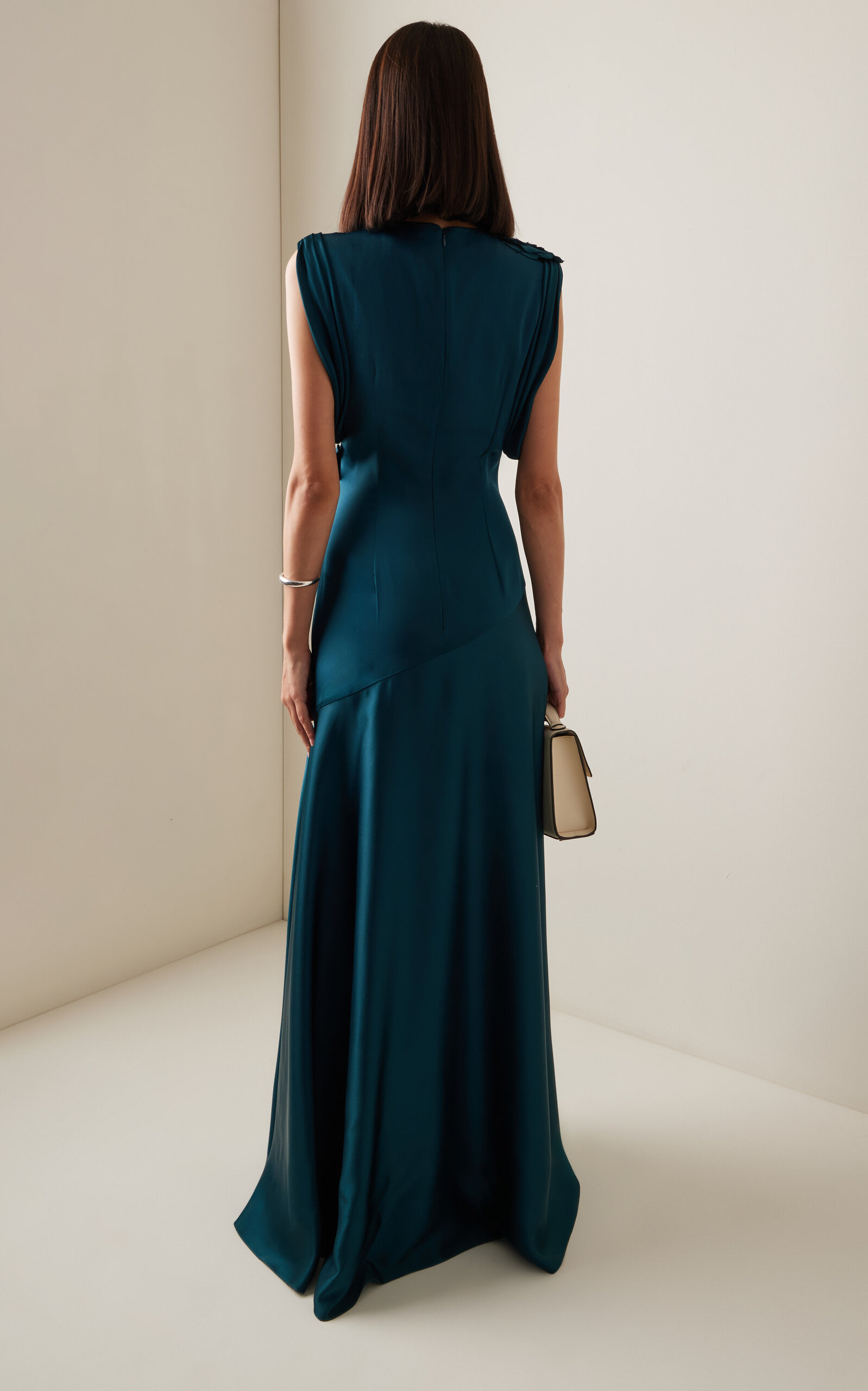 Embellished Satin Gown turquoise - 4
