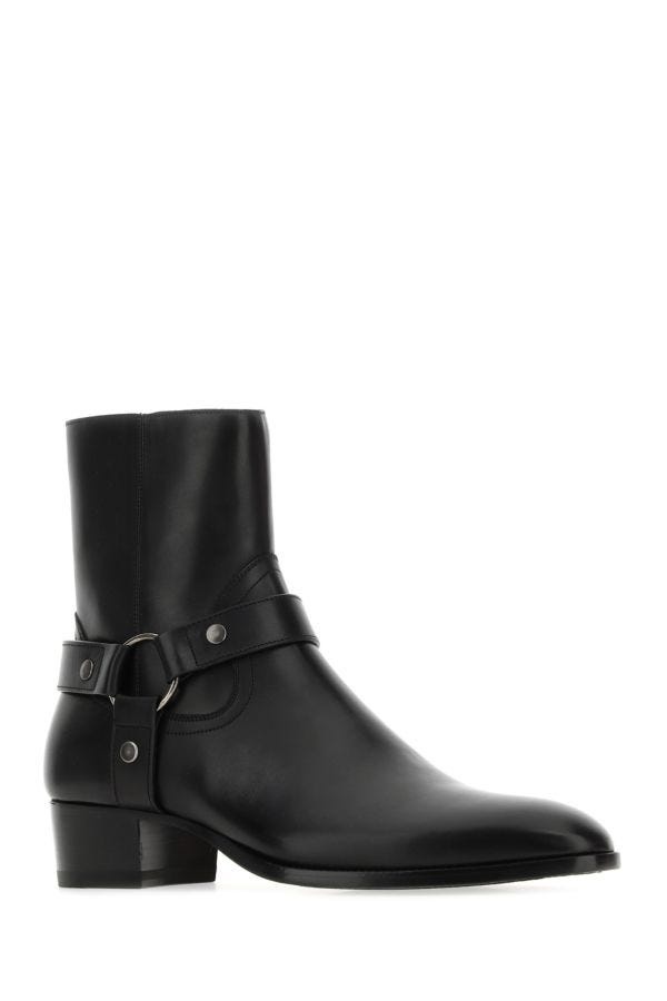 Saint Laurent Man Black Leather Ankle Boots - 2