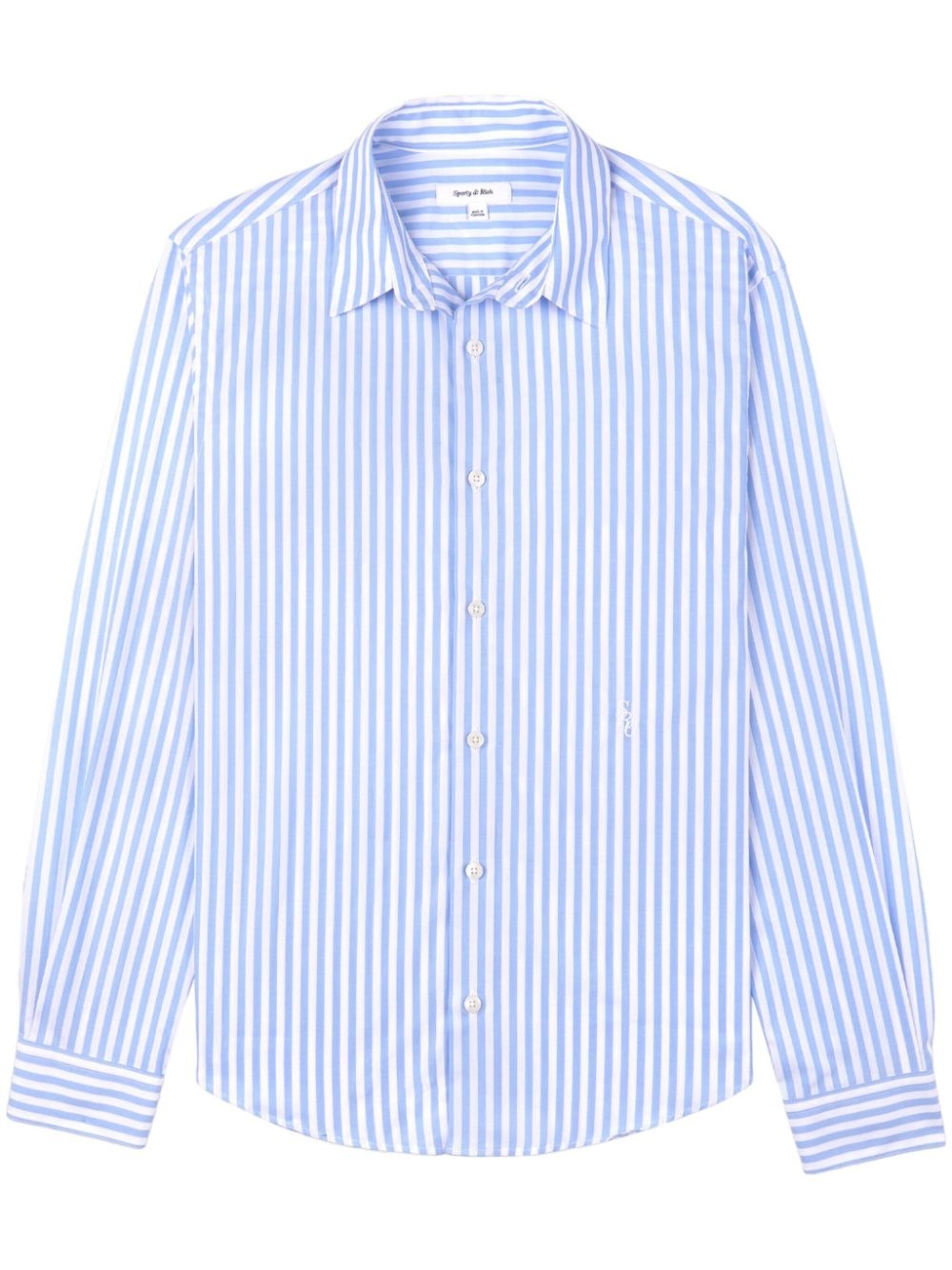logo-embroidered striped shirt - 1