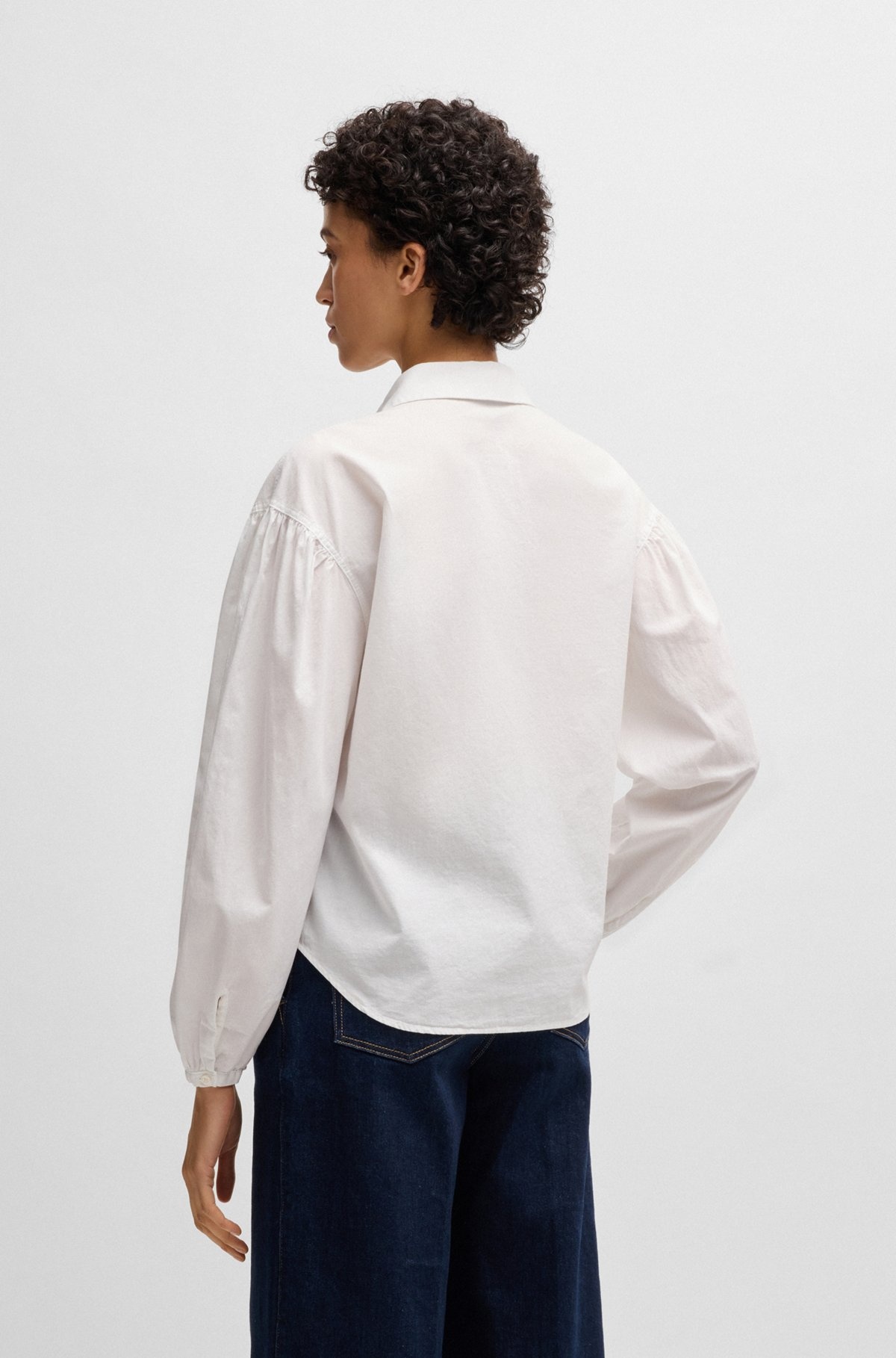 REGULAR-FIT BLOUSE IN COTTON POPLIN WITH POINT COLLAR - 5