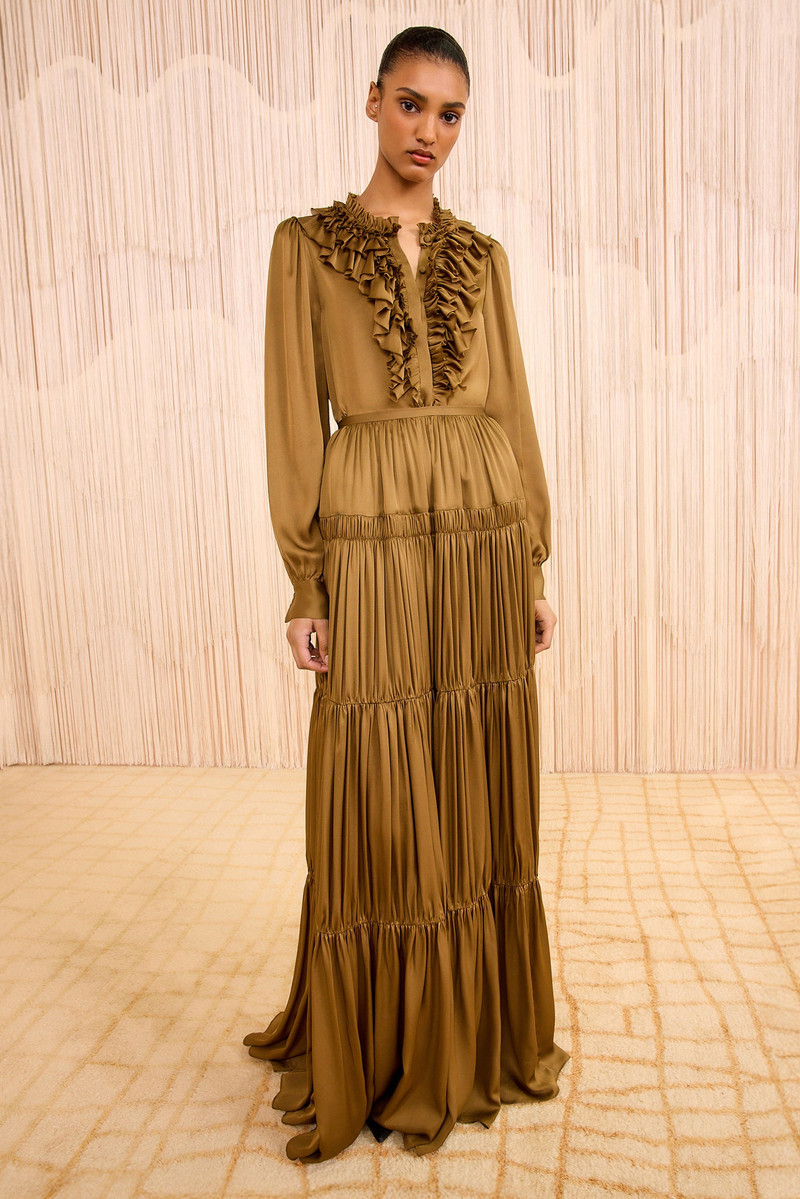 Gaelle Silk High Waist Maxi Skirt 3