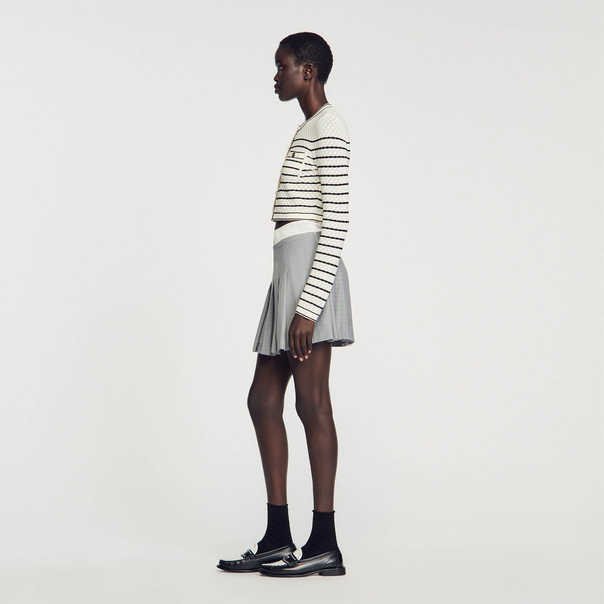 STRIPED CROPPED COATIGAN - 7