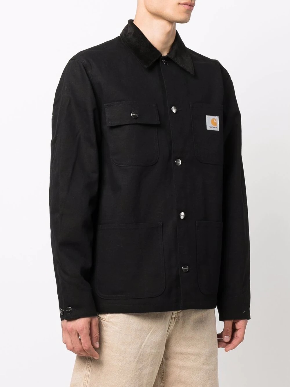 logo-patch shirt jacket - 3