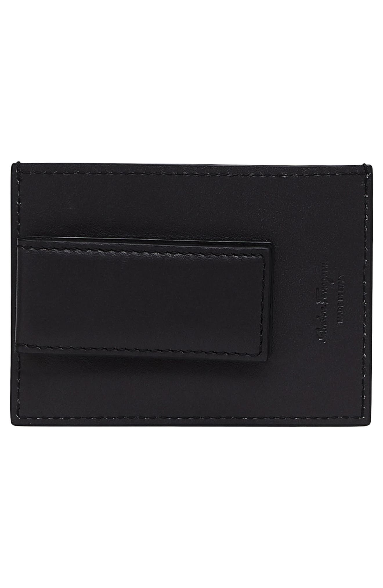 FERRAGAMO Revival Leather Card Case in Nero/Dark Rain at Nordstrom - 2