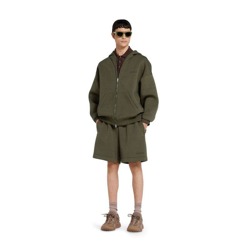 GUCCI Embroidered hooded jersey sweatshirt outlook