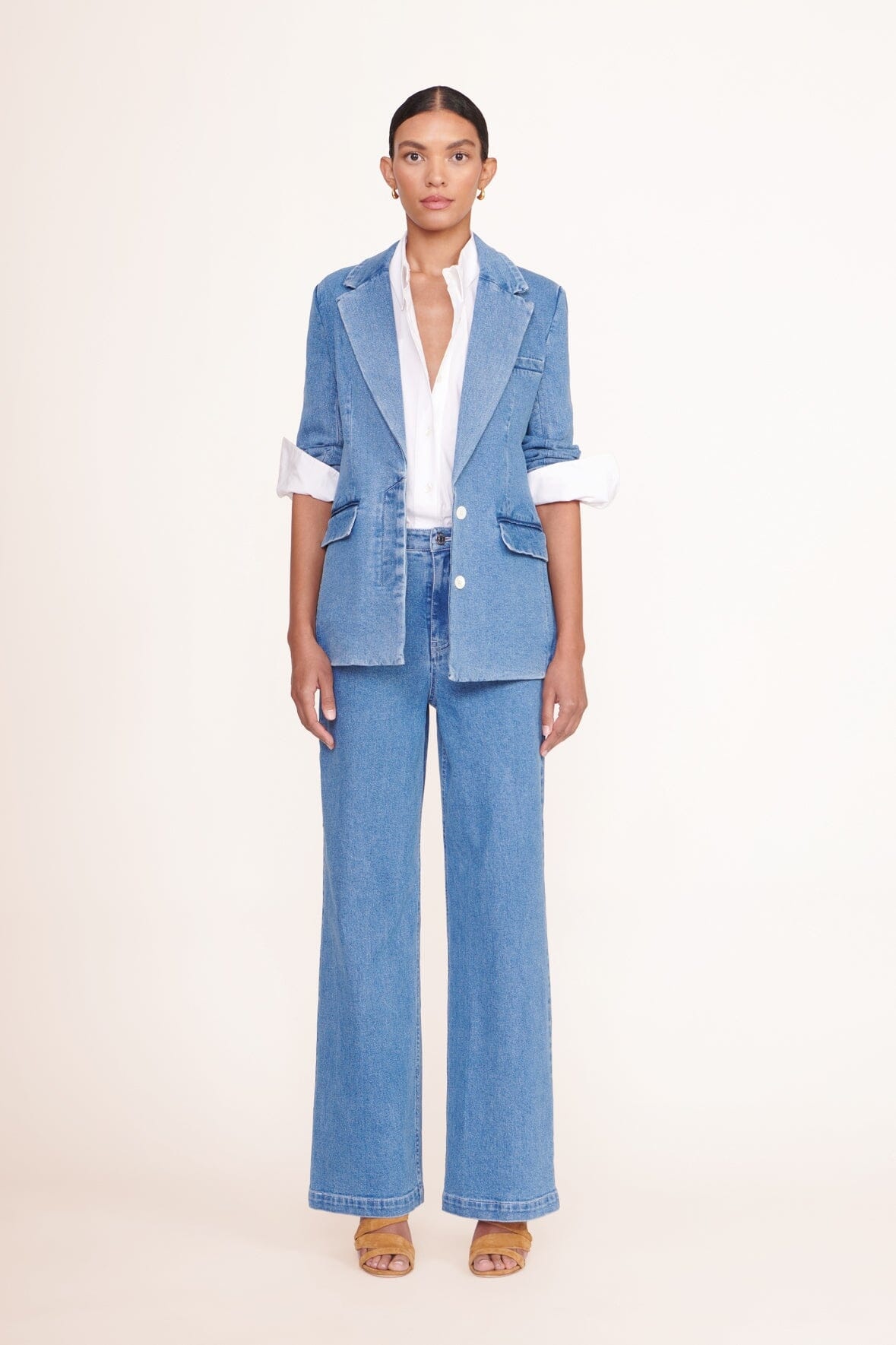 STAUD MAXWELL BLAZER MEDIUM WASH - 6