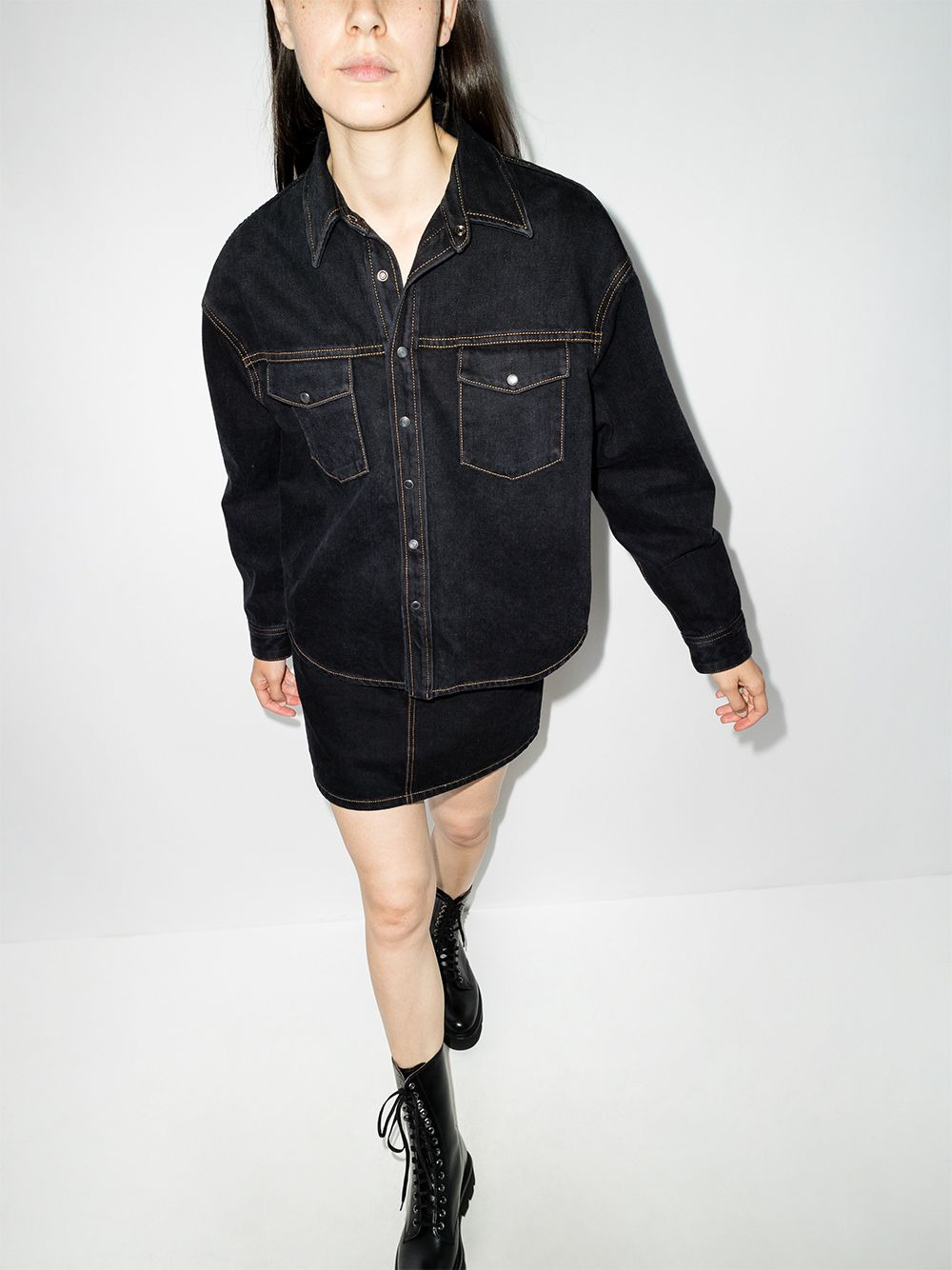 oversized denim button jacket - 5