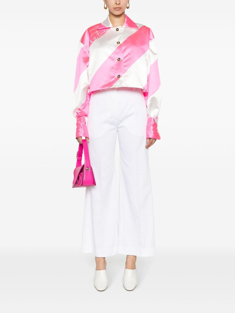 PATOU diagonal-striped cropped satin jacket outlook