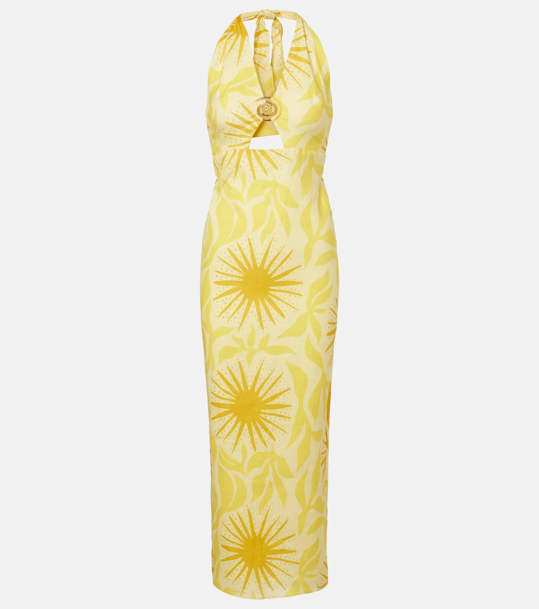 Orly printed cutout linen midi dress - 1