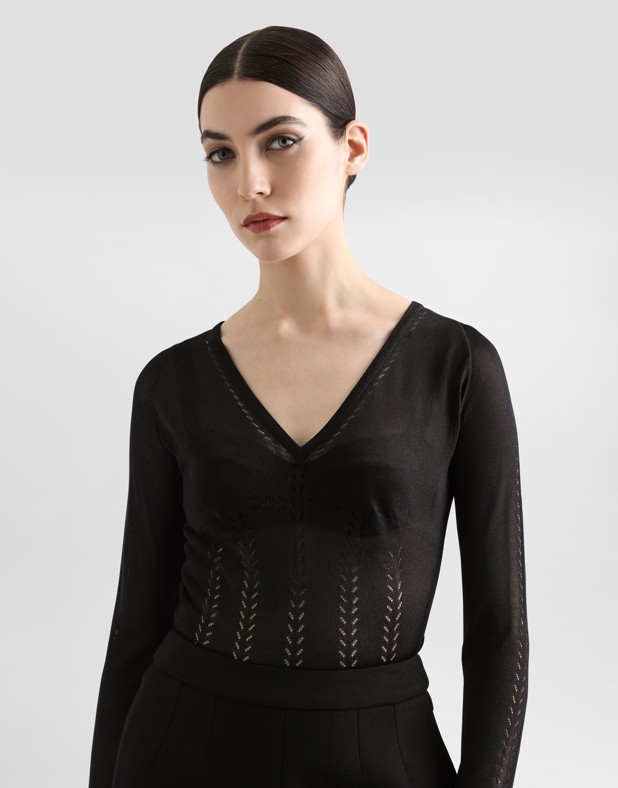 Silk v-neck sweater - 4