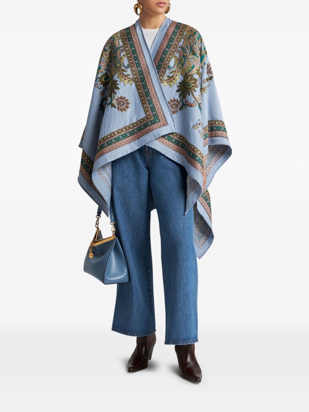 paisley-jacquard cape - 2