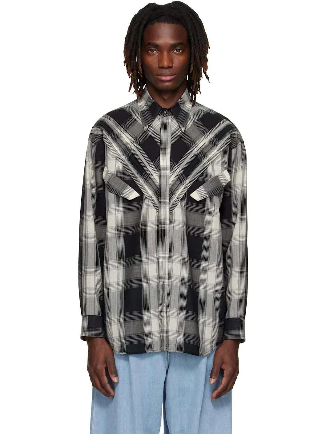 Black & Off-White Chevron Shirt - 1