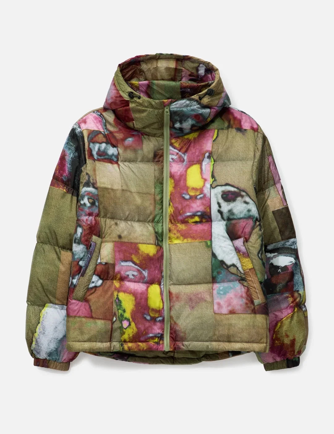 PRINTED FACES COLLAGE PUFFER JACKET - 1