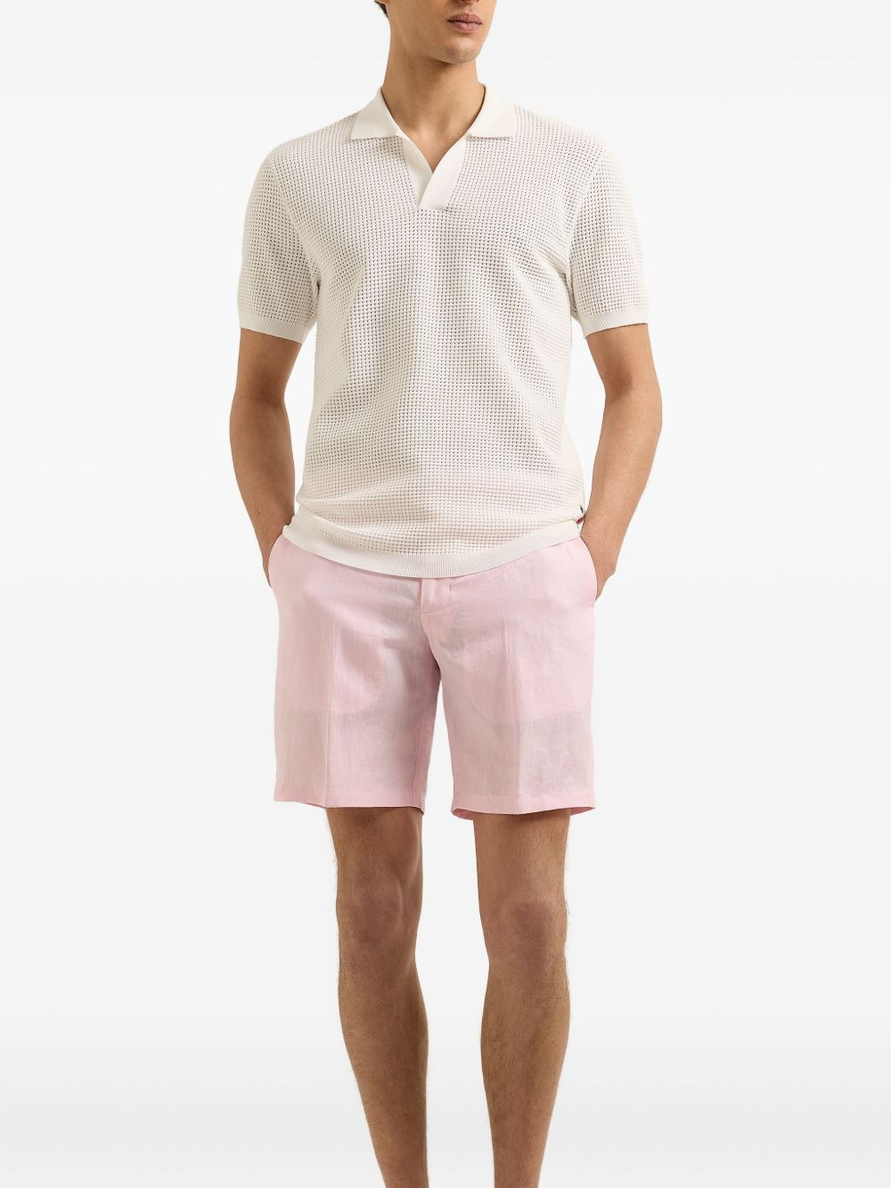 tailored linen shorts - 2
