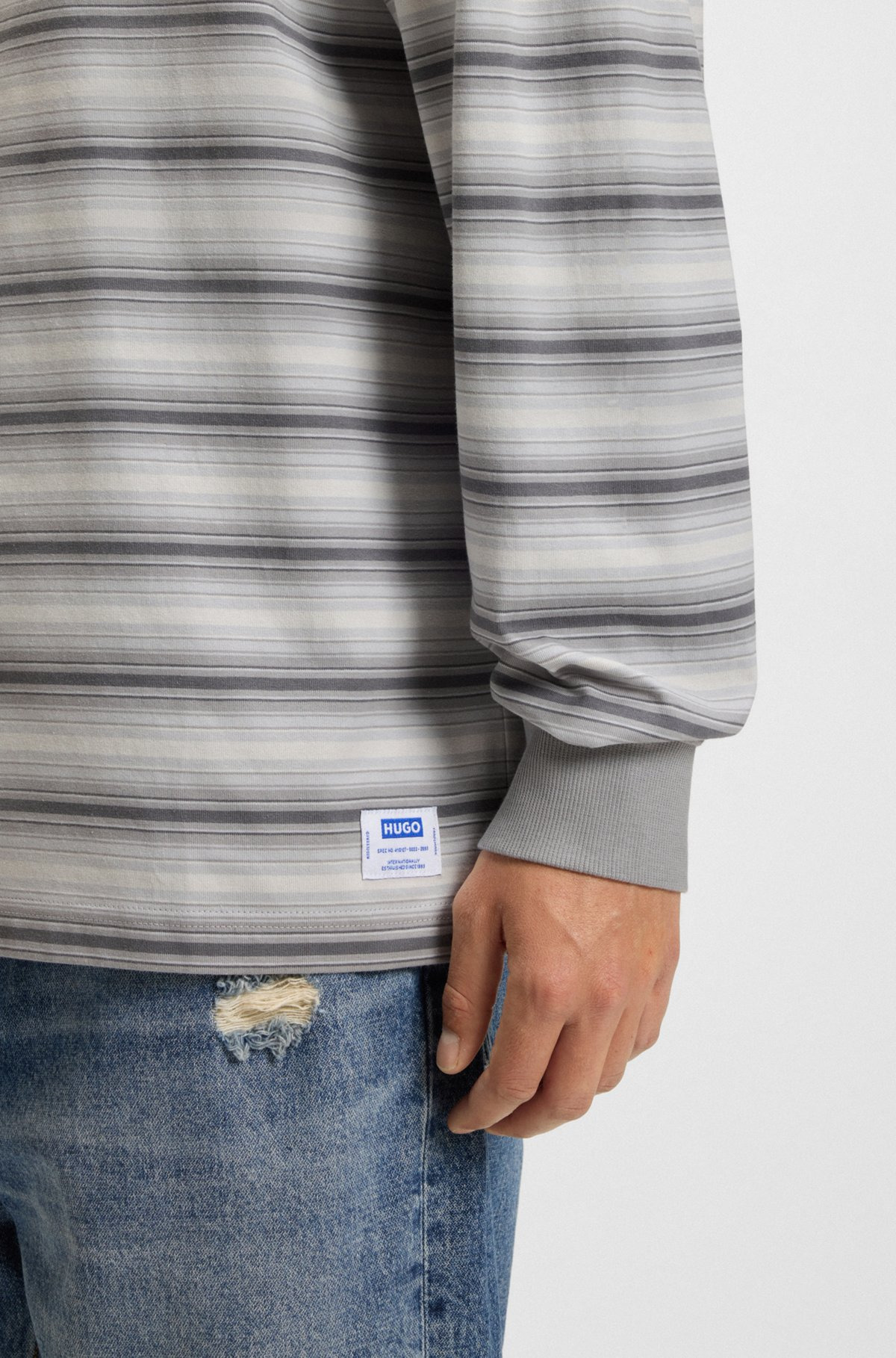 LOOSE-FIT COTTON T-SHIRT WITH HORIZONTAL STRIPES - 3